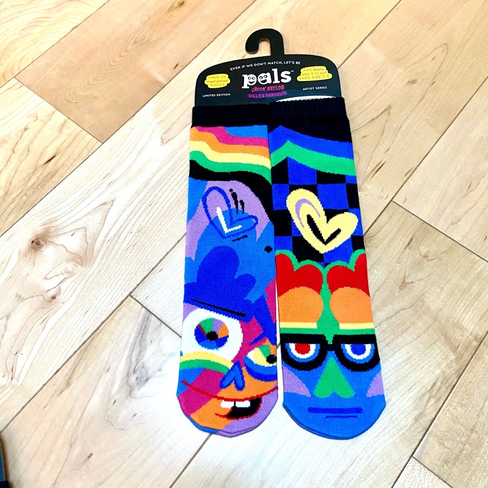 Jason Naylor Silly & Serious Mismatched Crazy Personality pals Socks - adult L